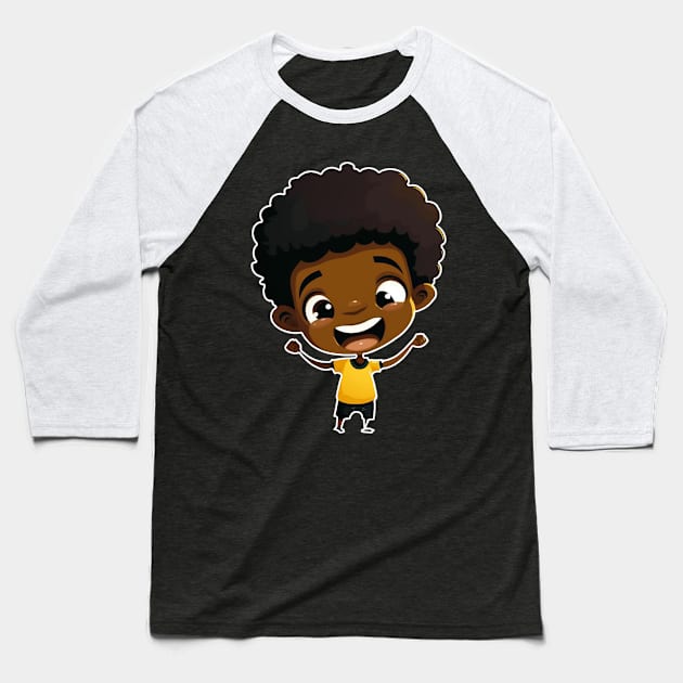 Happy Black Boy Mascot 2D Vector Baseball T-Shirt by Merchweaver